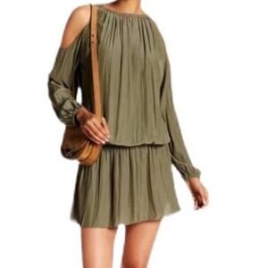Ramy Brook green cold shoulder drop waist mini dress size XS